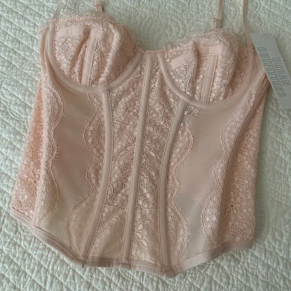 Urban Outfitters Out From Under Modern Love Corset Top Pale Pink Small - Picture 6 of 12